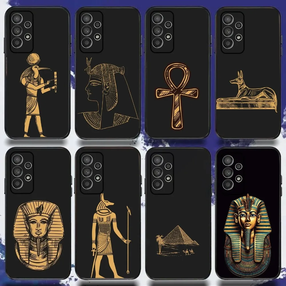 Чехол для телефона с рисунком Фараона из Египта для Samsung S24,S21,S22,S23,S30,Ultra,S20,Plus,Fe,Lite,Note,10,9, блестящий черный мягкий чехол
