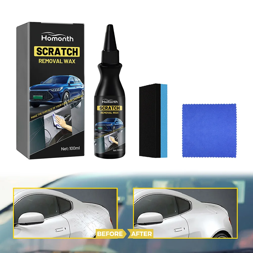 100ml Car Scratch Remover with Towel & Sponge Automotive Polishing Wax Car Paint Scratch Repair Wax for Repairing Blemishes