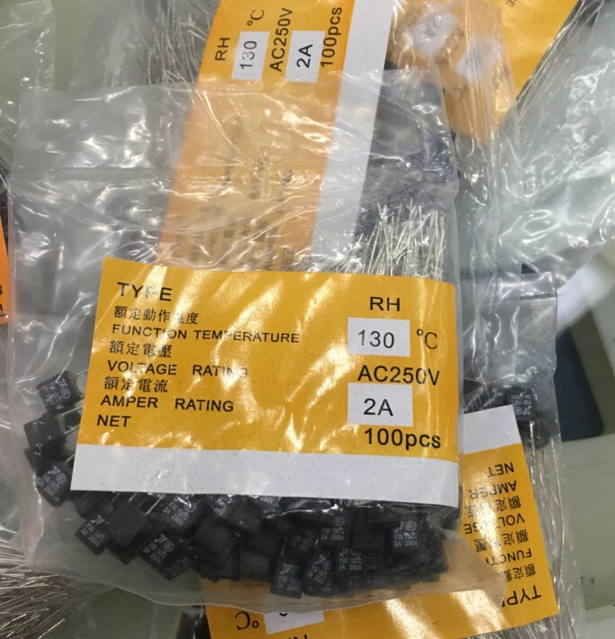 Thermal fuse sensor YYT 20PC RH 92 95 102 105 115 120 125 130 135 140 145 150 Degree Thermal Fuse RH Temperature Fuse 2A 250V Fan Motor Thermal
