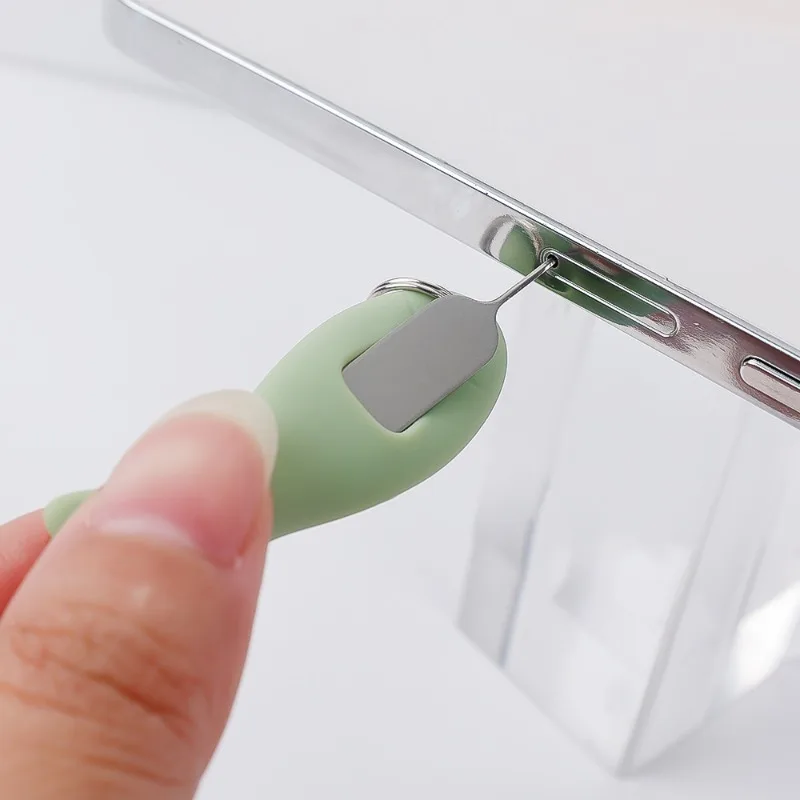 SIM Card Tool For SIM Card Removal Needle Pin Anti-lost Tray Keychain Split Rings Phone SIM Card Storage Silicone Case Ejecter Tool Needles
