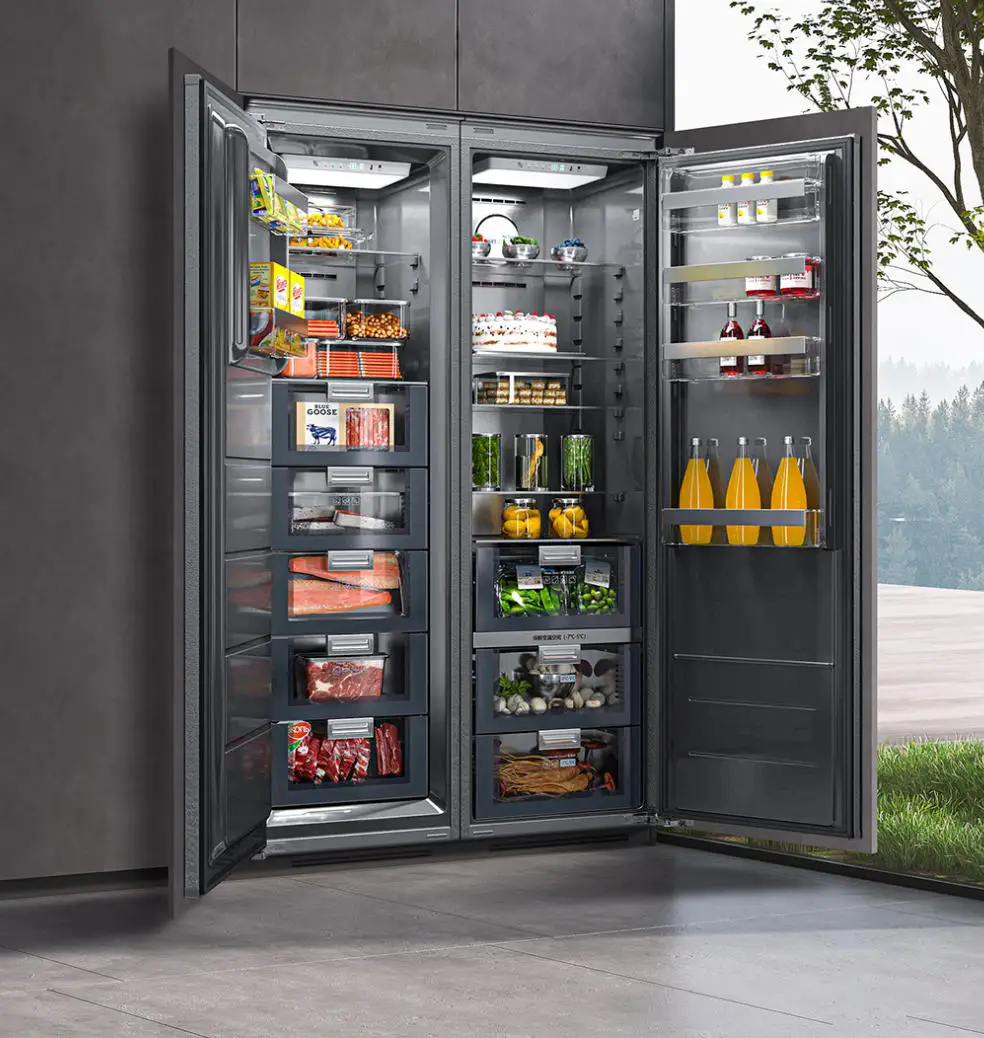 New 528L American-Style Side-by-Side Refrigerator-Freezer Full Integrated Ultra-Thin Recessed Plastic Energy Hotel Household 2