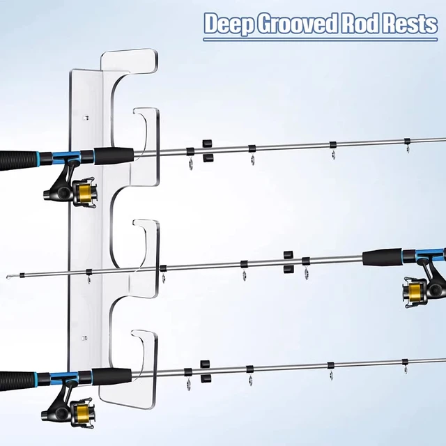 Organize and protect your fishing rods with this durable Acrylic rod rack.