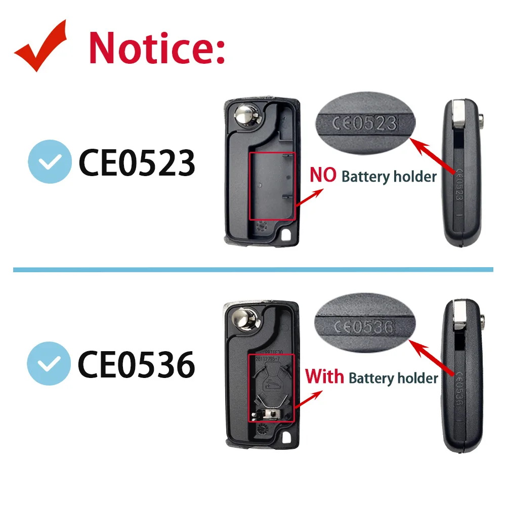 YOCASTY Flip Remote Key Shell Case Cover for Citroen C2 C3 C4 C5 C6 Xsara Berlingo for Peugeot 207 307 308 407 607 807 HU83 VA2,key case,car remote key,car key,car key shell,key shell
