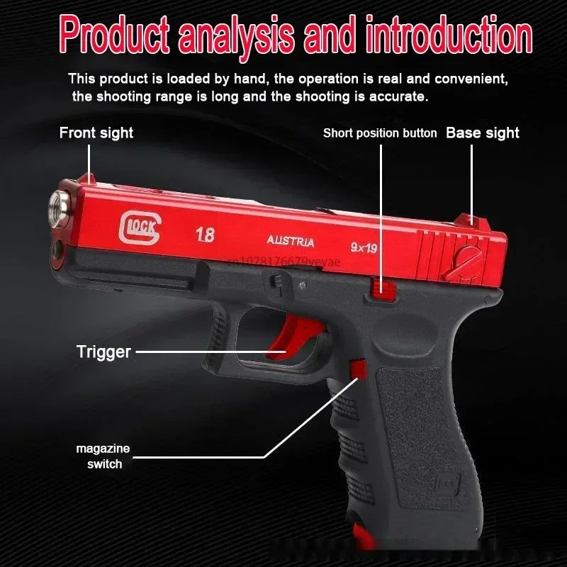 Toy guns The G18 Alloy Toy Fires Plastic Bullets with Great Power and A Long Range Toy Gun Gift for Children&rsquo;s Birthdays