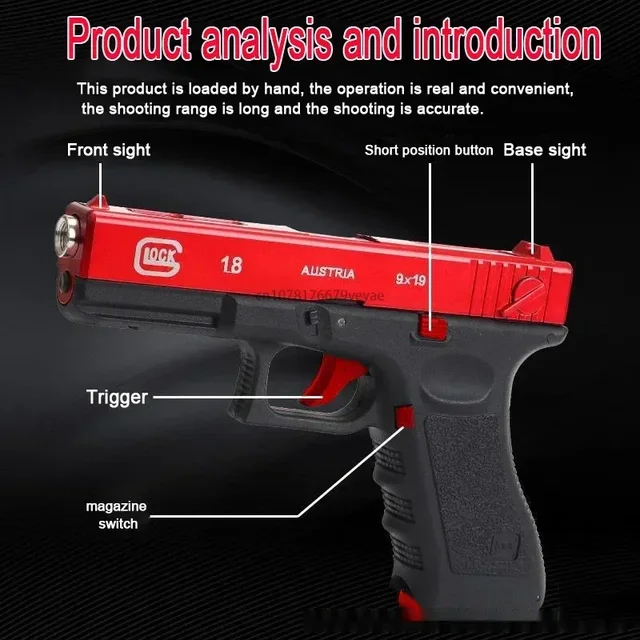 The G18 Alloy Toy Fires Plastic Bullets with Great Power and A Long Range It Is The Best Toy Gun Gift for Children’s Birthdays 2