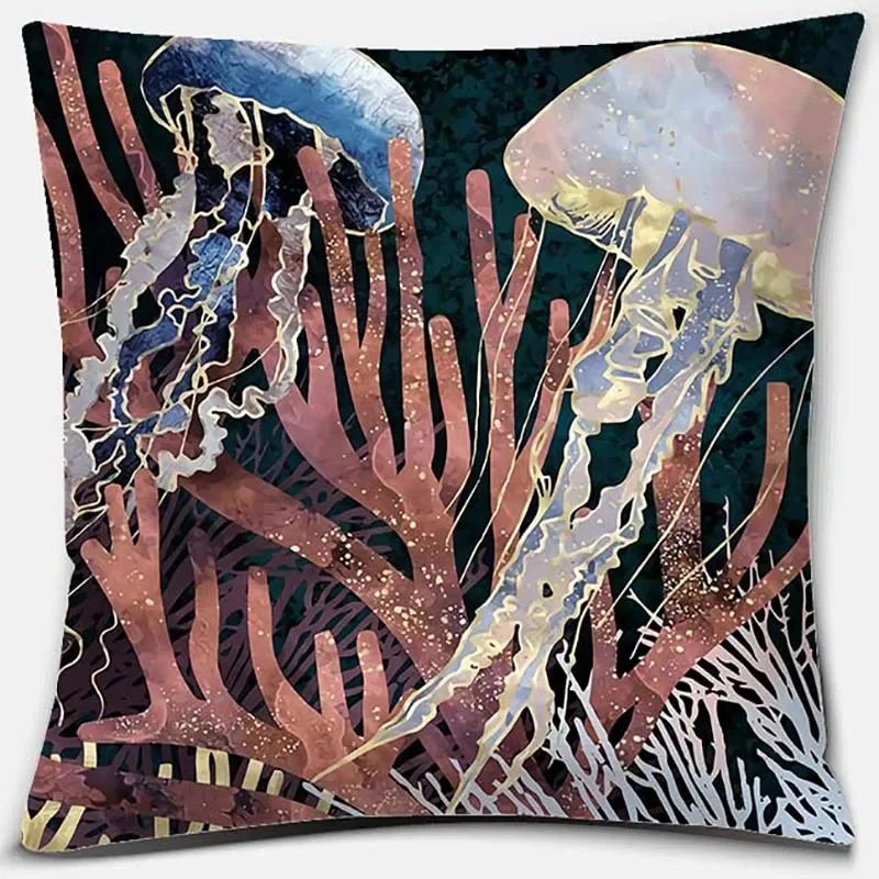 

Metal Marine Animal Printing Series Pattern Pillowcase Square Pillowcase Home Office Decoration Pillowcase