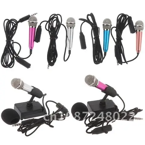 

Mini Karaoke Microphone Portable Studio Mic for Cell Phone PC 3.5mm Stereo Mic size: app.5.5cm*1.8cm