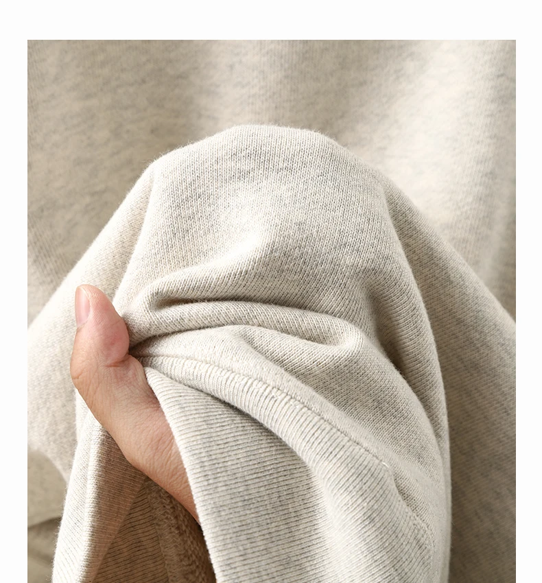 High Quality Oat Gray 520G Heavy Terry Cloth Crew Neck Sweater Men's Simple Loose Top Women sweatshirts