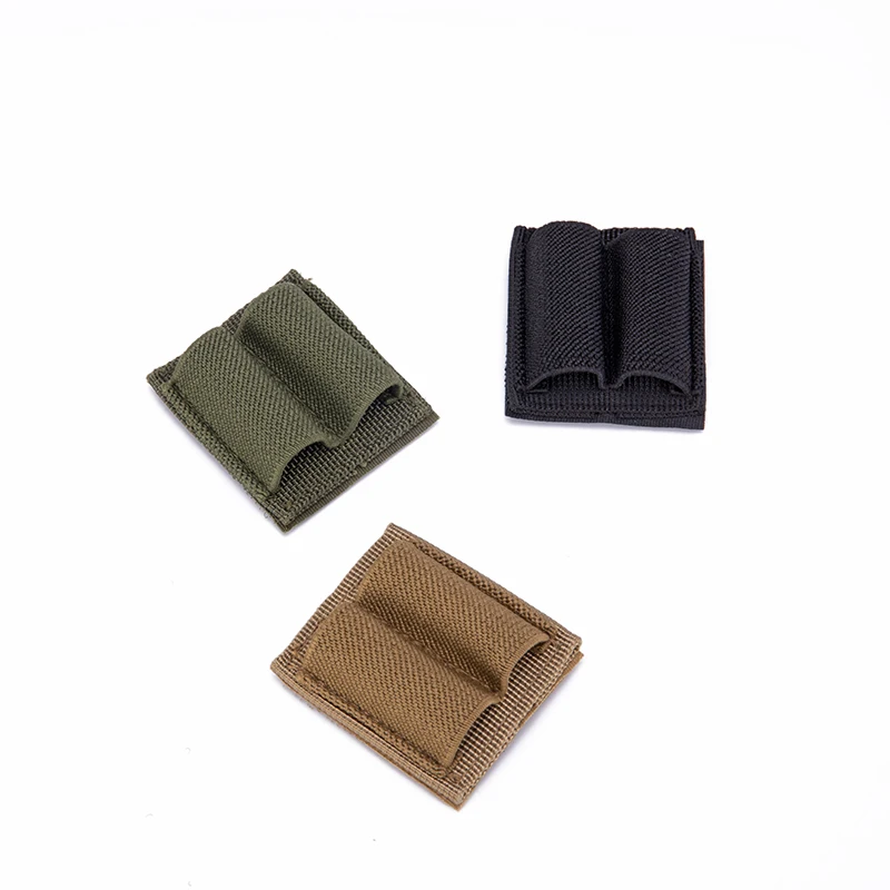 2-Round Shell Holder 2 Hole Airsoft Buttstock Ammo Pouch Molle Bullet Magazine Carrier Adhesive Patch Tactical