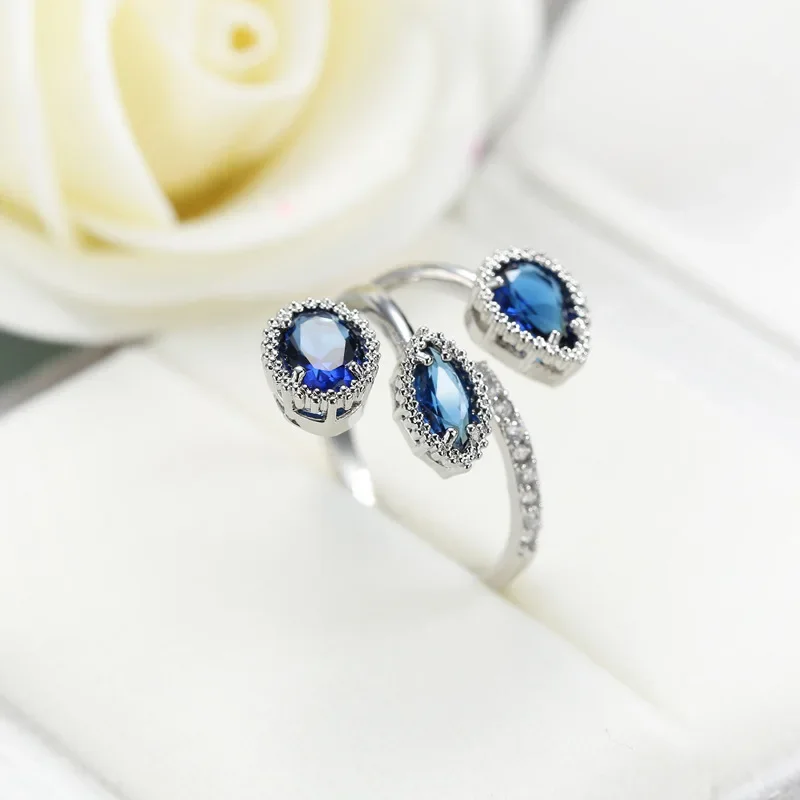 925 Sterling Silver Multi-Layer Clear Black CZ Zircon Rings for Women Anillos Geometric Stackable Resizable Rings Bague silver ring silver rings