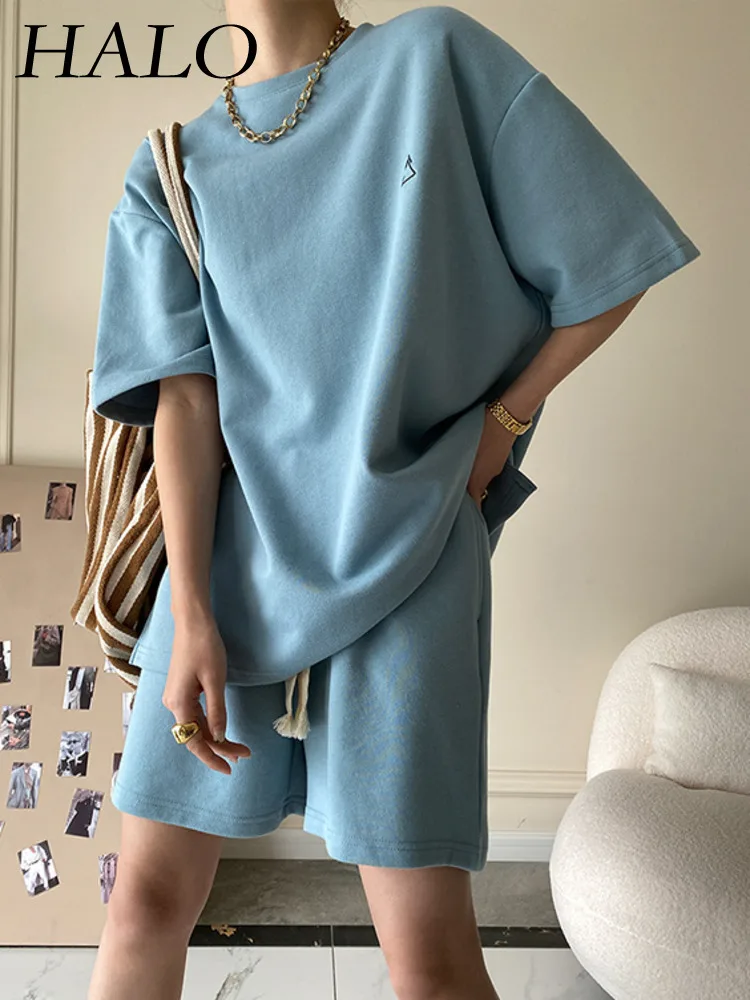 

Женский спортивный костюм из двух предметов, Повседневная футболка и шорты, весна-лето 2024