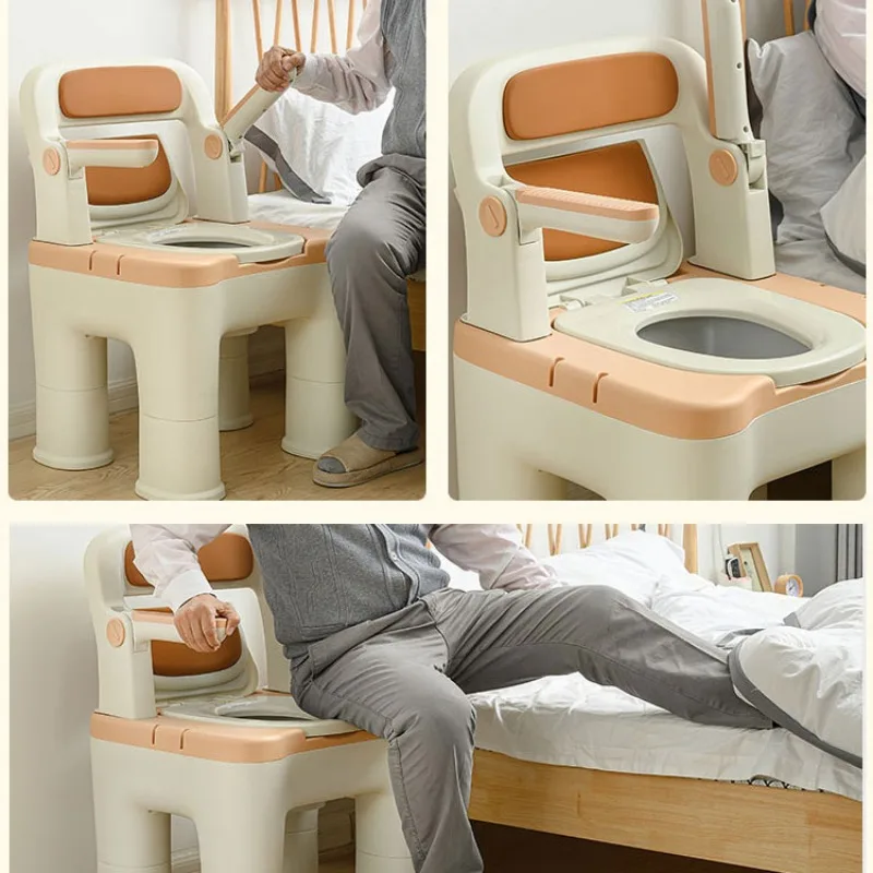 Rotating Armrest Elderly Toilet Seat, Thermostatic Heating Seat Ring Commode Toilet,Portable Non Slip Toilet for Disabled People 4