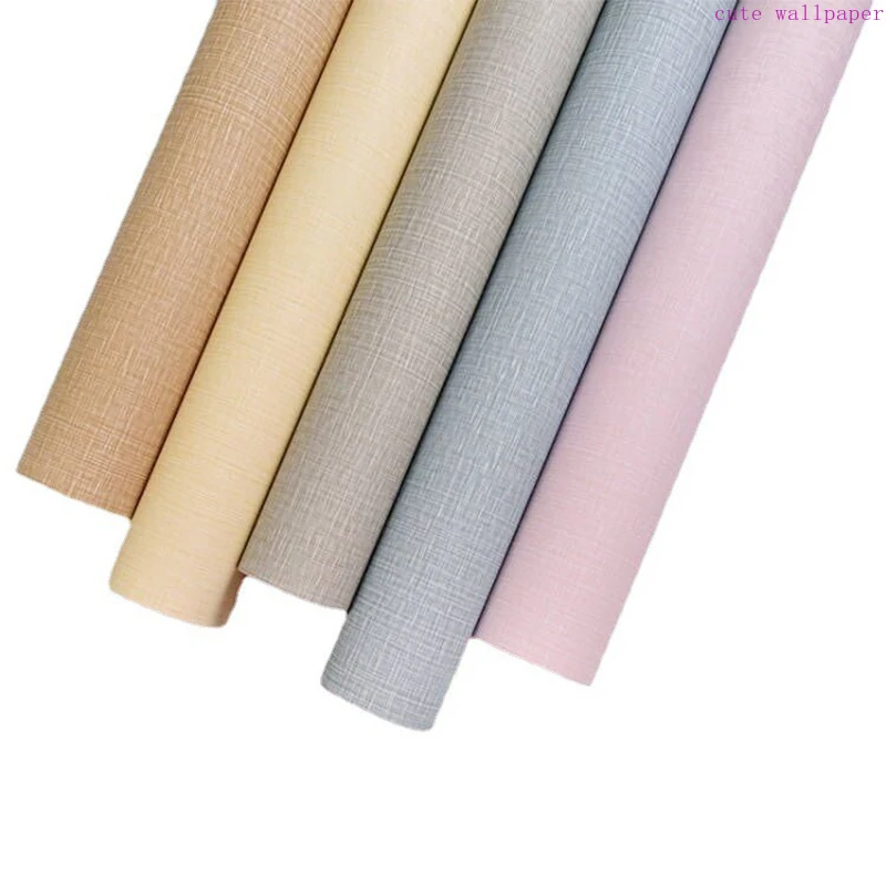 

Self-adhesive Wallpaper Waterproof Solid Color Linen Pattern Living Room Bedroom Room Cabinet Decoration Sticker
