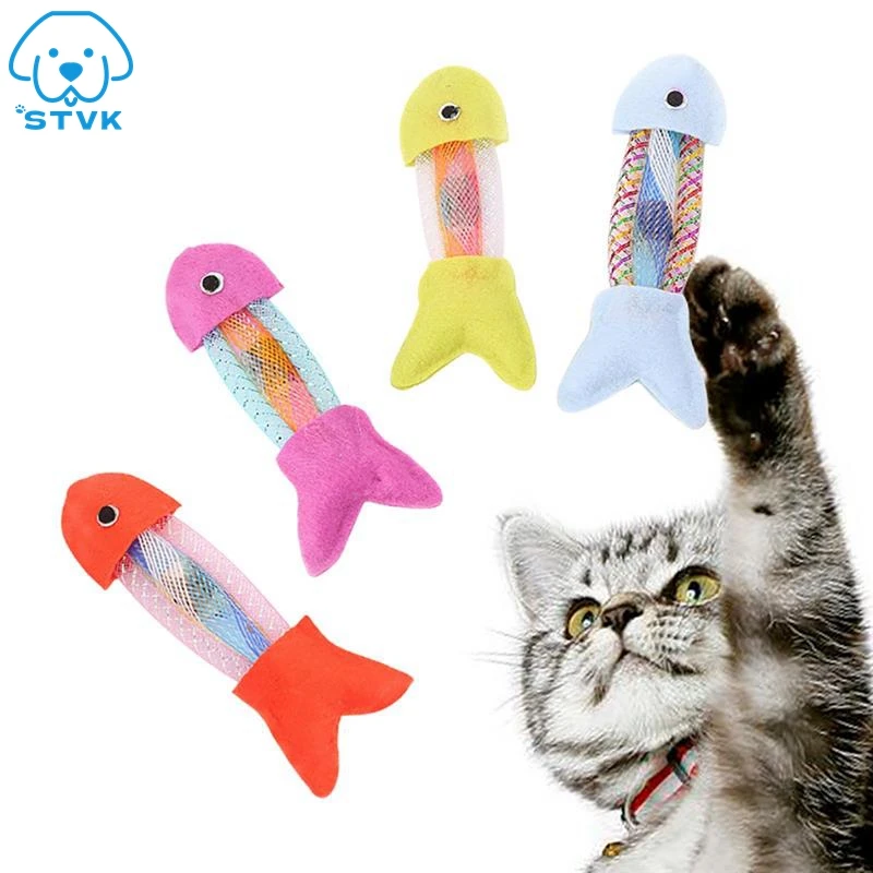 

1pcs Cat Chewing Toy Cloth Silvervine Fish Shape Kitten Interactive Chew Toy Cat Kitten Teething Toy Accessories Pet Supplies