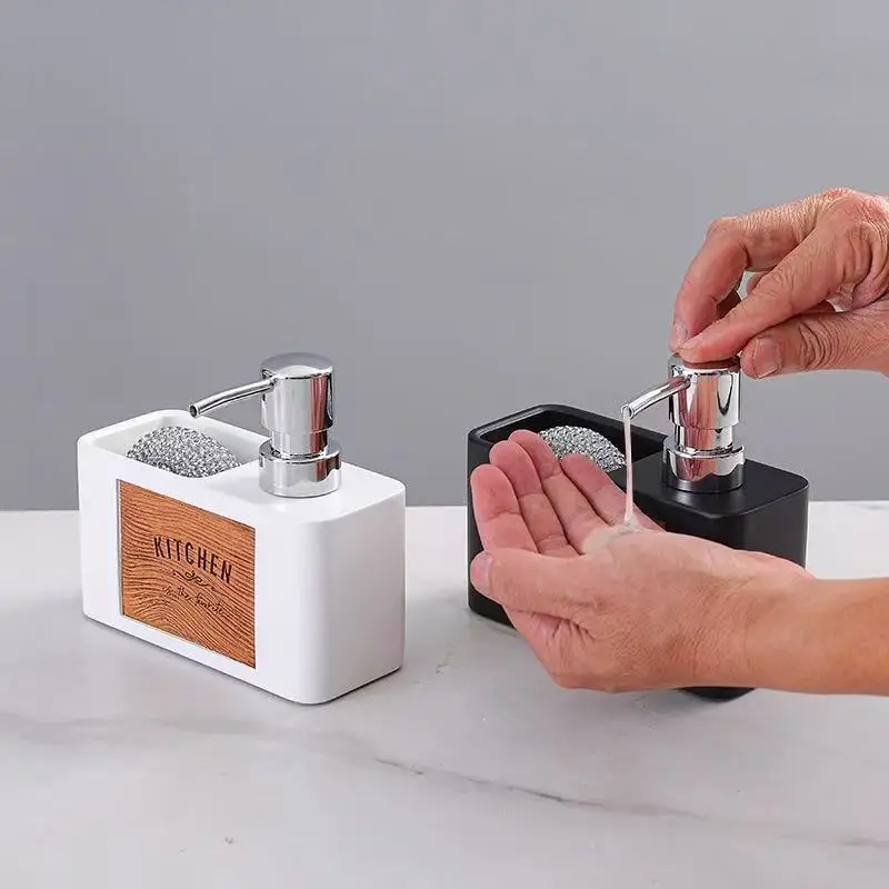 Kitchen Soap Dispenser, Bathroom Hand Wash Bottle with Refillable Soap Container and Cleaning Ball