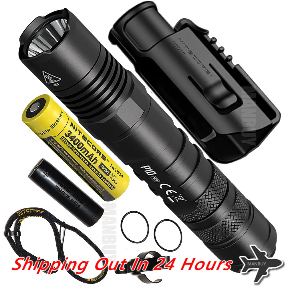 Nitecore – lampe de poche tactique LED P10V2 1100Lm + batterie Rechargeable  3400mah, torche EDC étanche en alliage d'aluminium pour chasse en plein air  - AliExpress