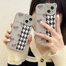 

Three-dimensional Bear Ears Cartoon Splicing Texture Full Edge Anti-fall For iphone 11 12 13 Pro X XR Xs Max 7 8 Plus Phone Case