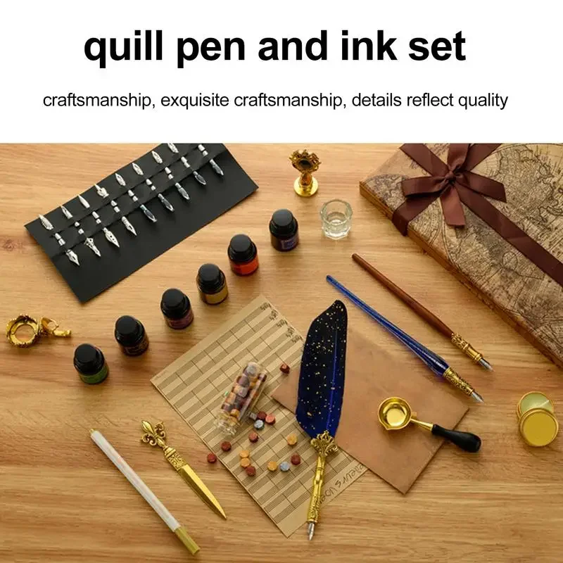 

Seal Quill Replacement Nibs With Ink Pen Wax Calligraphy Set Feather