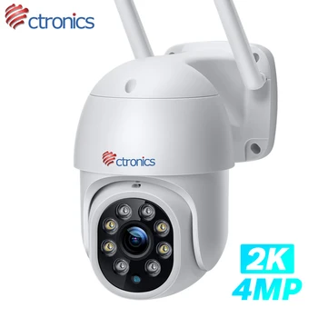 Ctronics 와이파이 IP 카메라, 인간 감지 야외 보안 카메라, 360 팬 틸트, 자동 크루즈 CCTV, 컬러 나이트 비전, Onvif, 2K, 4MP