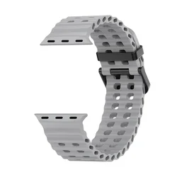 Breathable Ocean Silicone Strap for 42 44 45 49mm-S10 46 (Cloud grey)