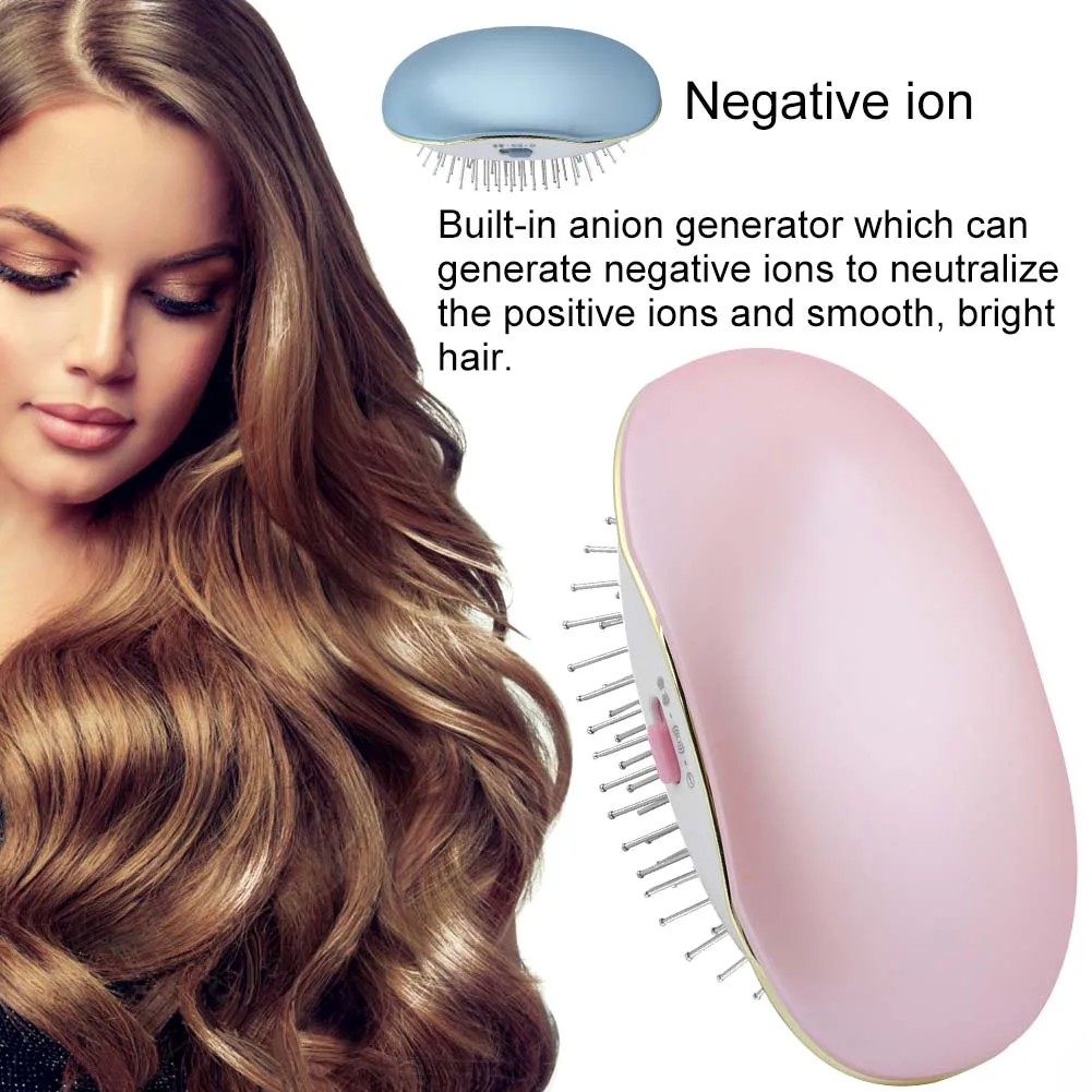 Portable Electric Ionic Hairbrush Takeout Mini Hair Brush Comb Massager Hairbrush Bristle&Nylon Curly Detangle For Styling Tool