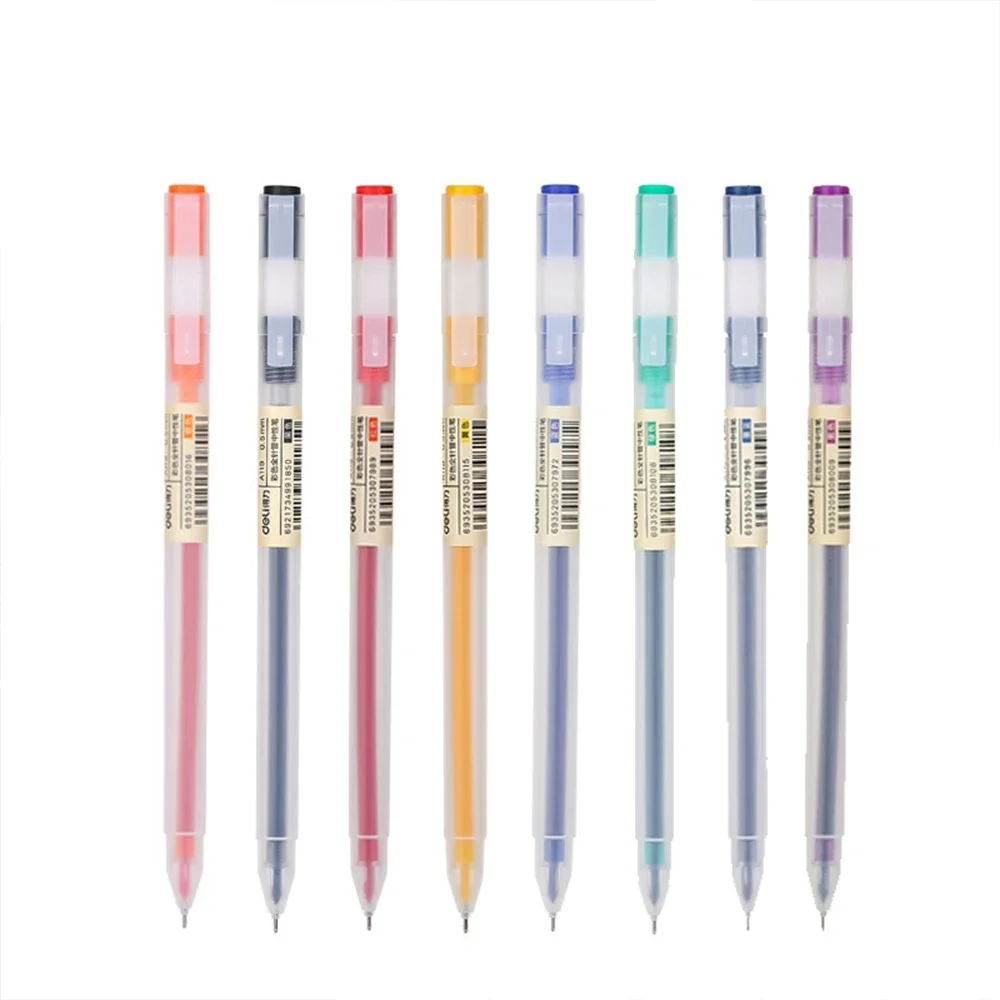 Ballpoint Pen Deli Gel Pen School Pens Set 0.5MM Color Ink Stationery Student Supplies Water-based Writing Painting Tools 12Pcs/Set