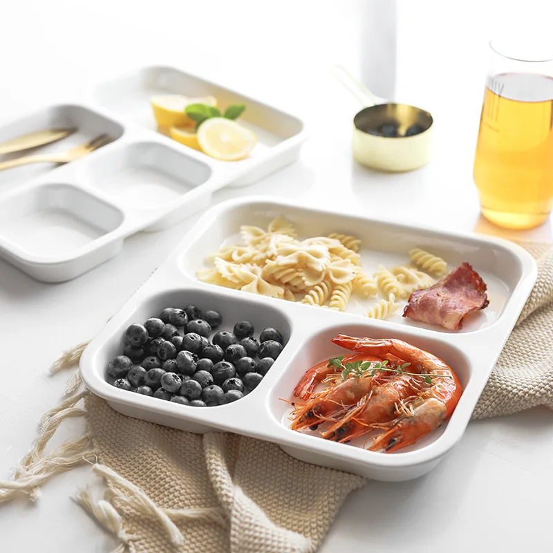 

Белая керамическая тарелка для детей, кухонная посуда, пищевой контейнер, столовая посуда для школы, микроволновая печь