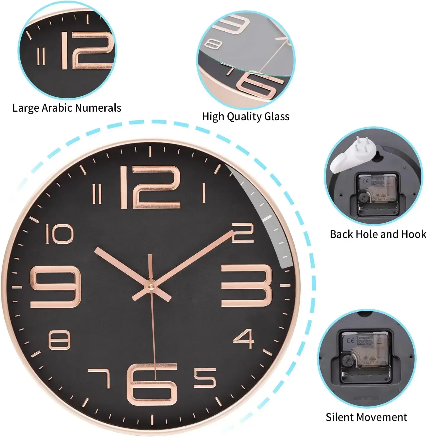 8 Inch Modern Simple Fashion Wall Clock Suitable For Bedroom, Living Room, Study Room Decorative Clock