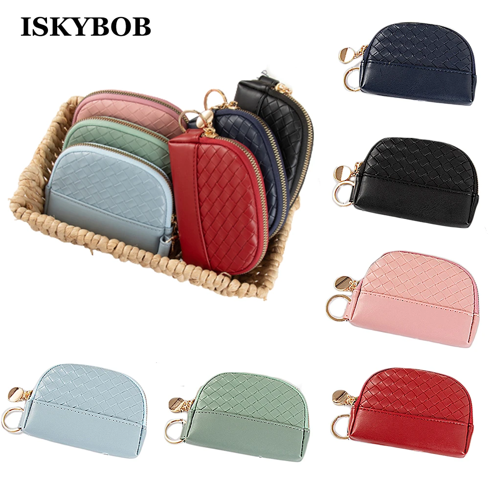 Mini Cartera de piel para mujer, tarjetero corto, monedero pequeño, monedero simple con cremallera, llavero, bolso de mano| Monederos| - AliExpress