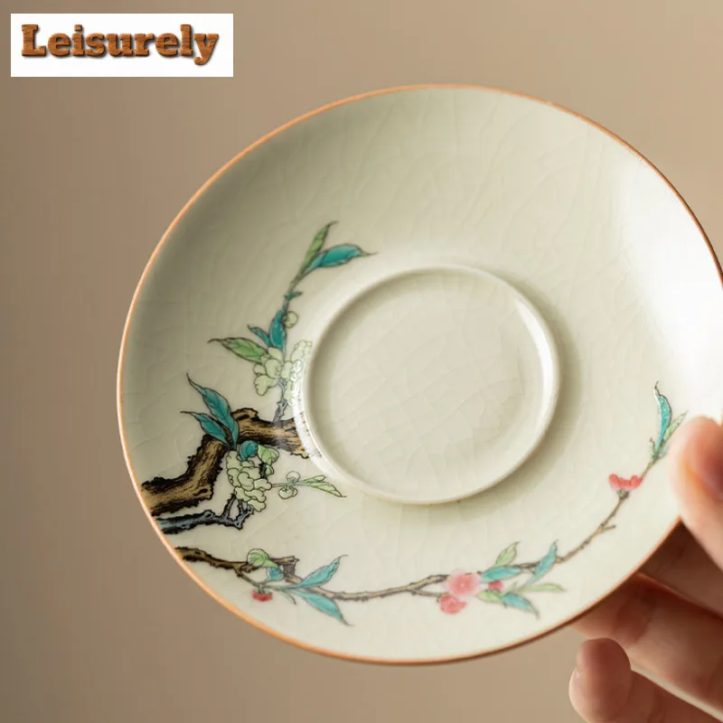 120ml Antique Ru Kiln Porcelain Gaiwan Creative Nine Peach Sancai  Tea Tureen Boutique Tea Maker Cover Bowl Tableware Craft Gift