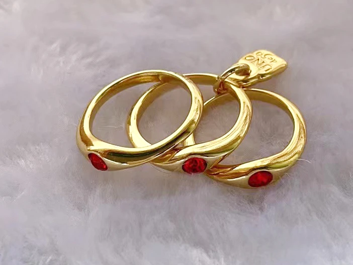 YS 2023 New UNOde50 Fashion Silver Plated 925 Delicate Fashion Blue Red Light Blue Gem Ring Women's Romantic Holiday Gift