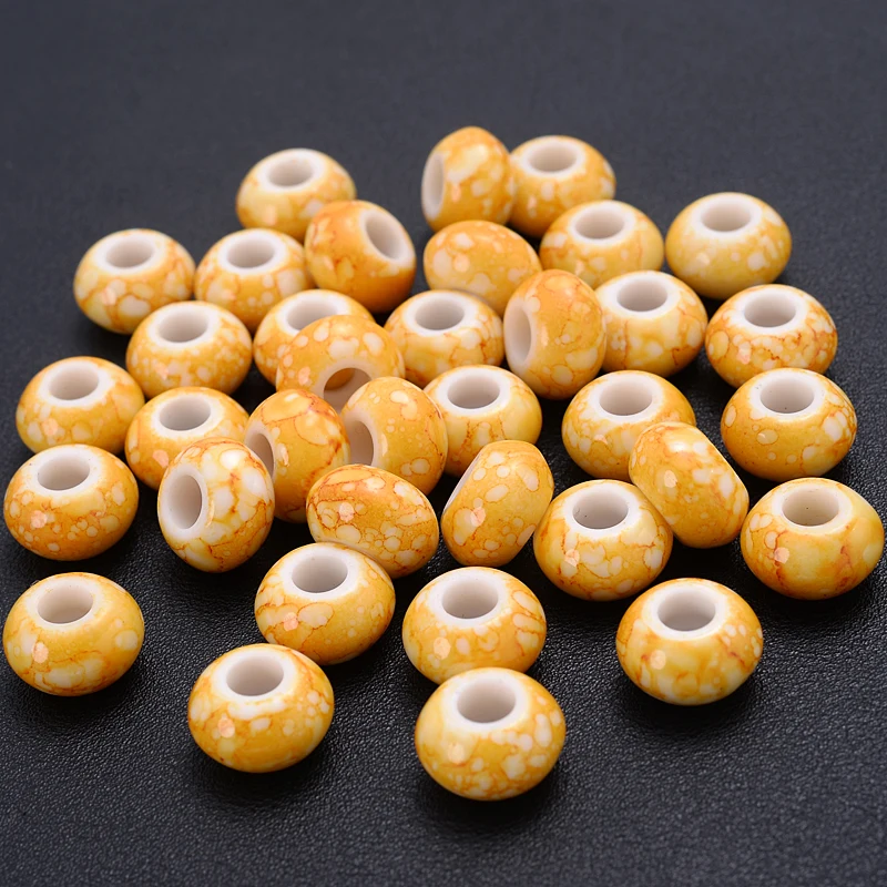 9x15mm 30Pcs Handmade Round Large Hole Acrylic Beads Colorful Abacus Loose  Spacer Bead For Jewelry Making DIY Bracelet Accessory
