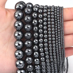 Elegant Silver and Gold Hematite Stone Beads for DIY Jewelry and Accessories - 15'' Strand, 2 - 10mm (Black)
