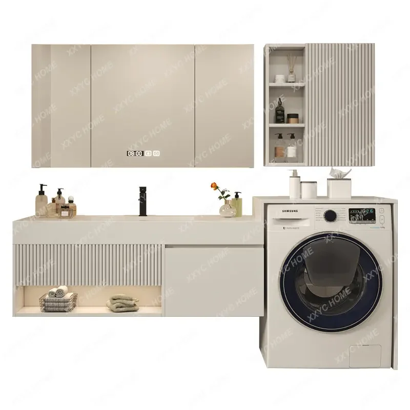 All-in-One Cabinet Combination Stone Plate Bathroom Cabinet Seamless Ceramic Basin Washstand
