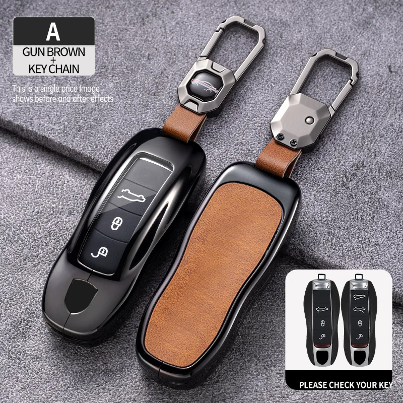 

Car Remote Key Case Cover Protect Holder Bag For Porsche Cayenne Macan 718 Taycan Boxster Panamera 911 918 996 997 991 Keychain