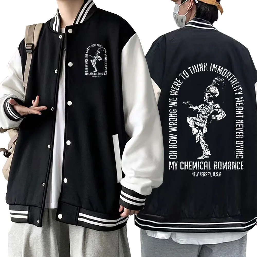 My Chemical Romance Uniforme Da Baseball The Black Parade Rock Band Bomber Giacche Gothic Casual Men Cappotti Fleece Couples Streetwear