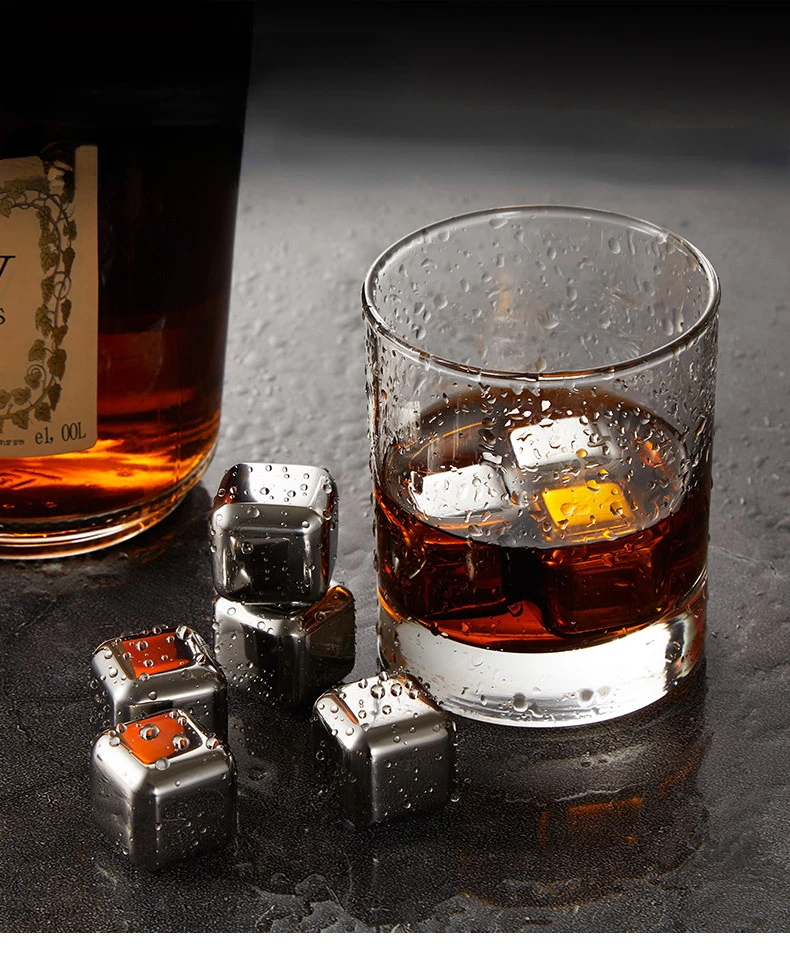 1/4/8 Pcs Stainless Steel Ice Cubes Set Reusable Chilling Stones for Whiskey Wine Wine Cooling Cube Chilling Rock Party Bar Tool