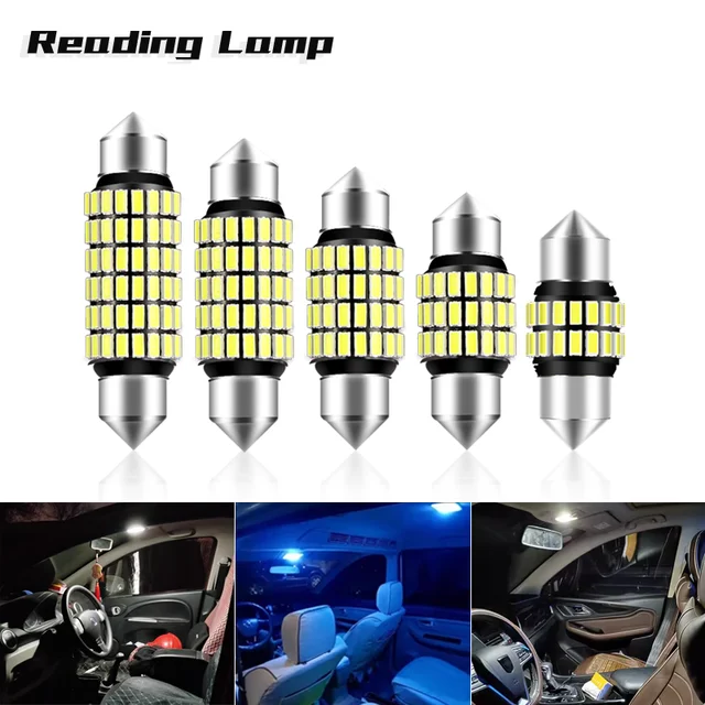 2x C5W LED Bulb CANBUS Festoon 31mm 36mm 39mm 41mm C10W Car Interior Light  License Plate Reading Lamp 7035 SMD 6000K White 12V - AliExpress