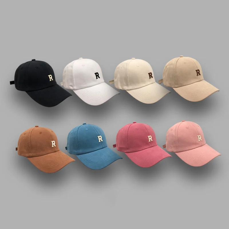 Solid Embroidery Women Girls Baseball Caps Adjustable Simple Style Men