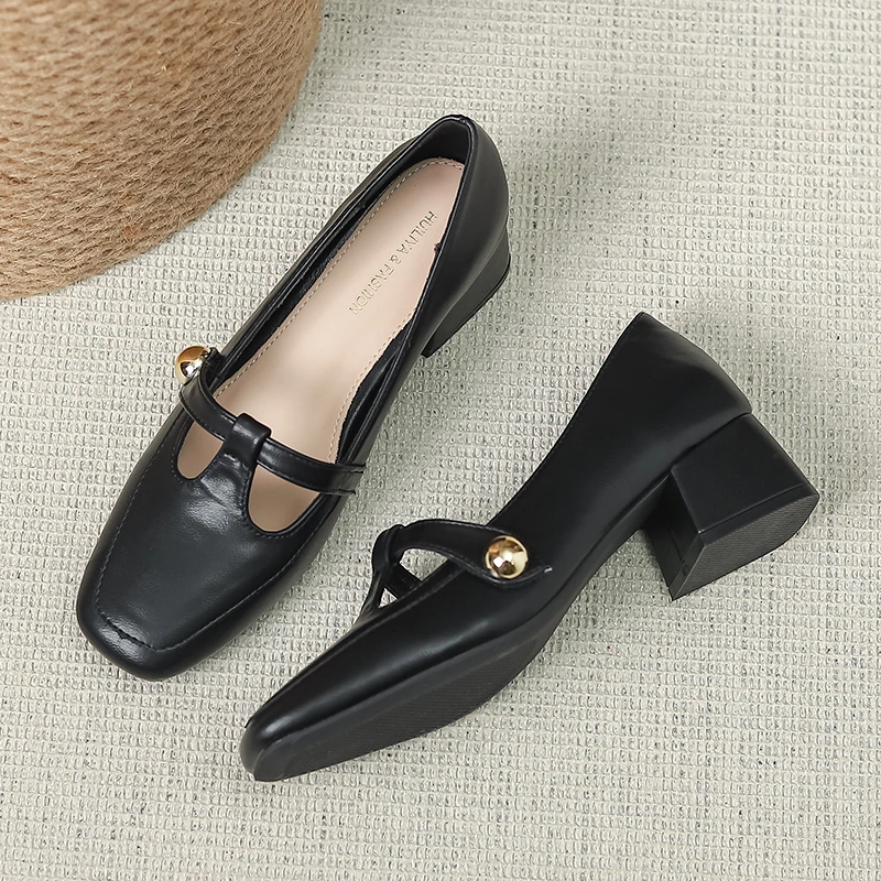 

Women's Chunky Block Pumps Slip On Low Heel Closed Round Toe Dress Classic Mid Square Shoes Wedding Party Office Lady Shoes
