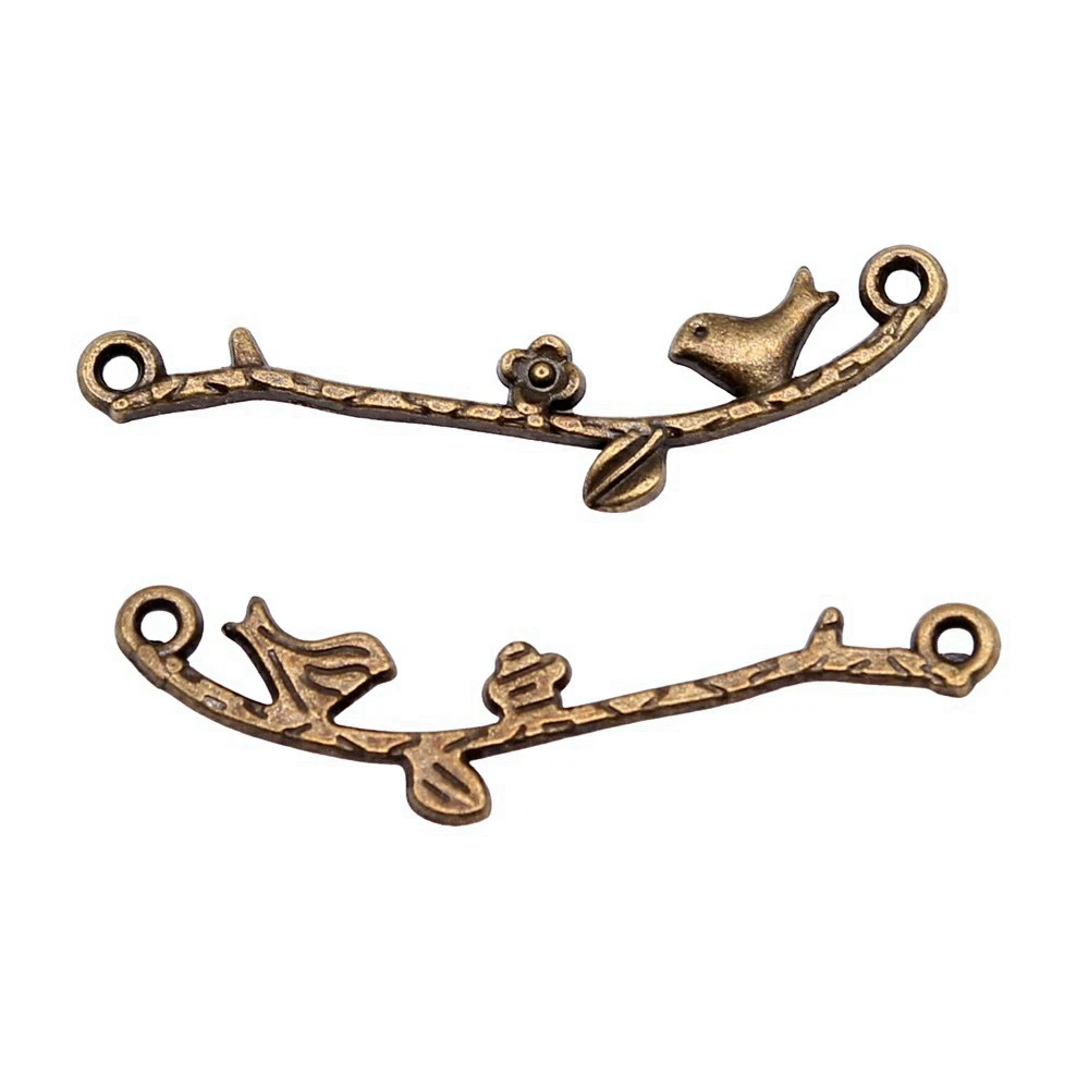 

10pcs/lot Bird Flower Branch Connector Charms For Jewelry Making Men Accessories