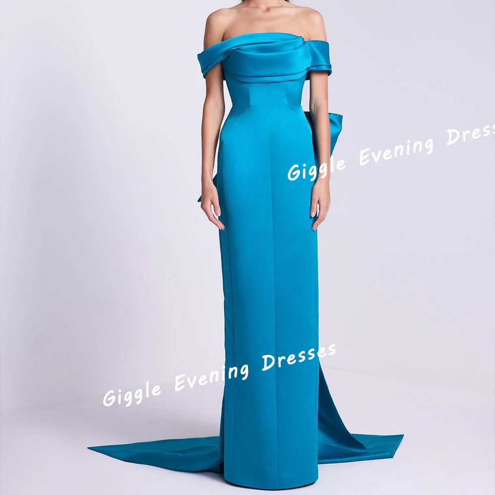 

Giggle Satin Off-The-Shoulder Bow Elegance Prom Gown Saudi Arab Eid al-Fitr Floor-Length Evening Party Dresses for Women 2024