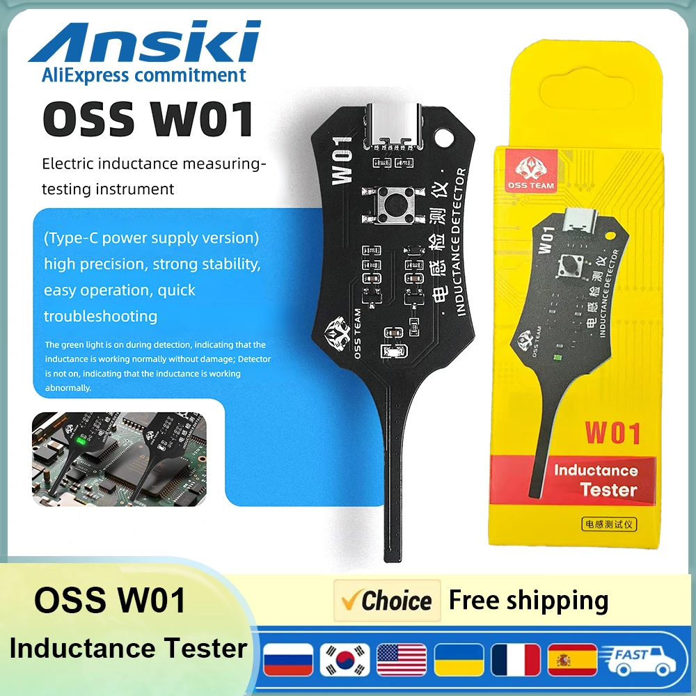 Ansiki OSS W01 Type-C Inductance Tester Motherboard Coil Fault Diagnosis Tool
