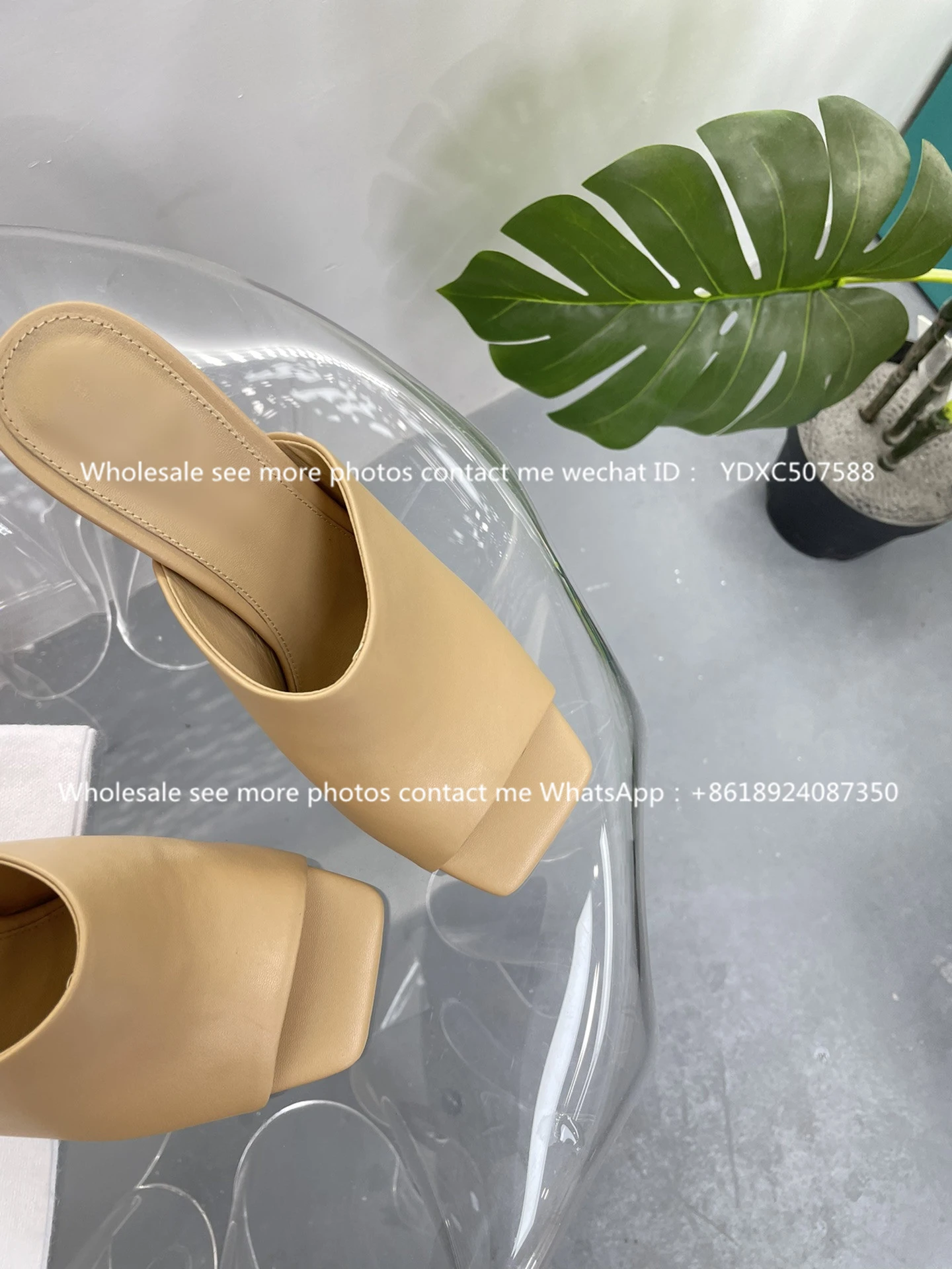 European and American Style 2023 Summer New Genuine Leather High Heels Women's Sandals Fashion Sexy Red Slippers Women