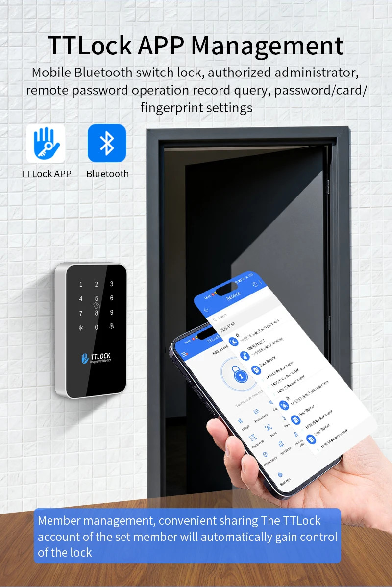 MJ03 13.56Mhz NFC RFID Reader TTLOCK App Bluetooth Fingerprint Lock Support G2 G