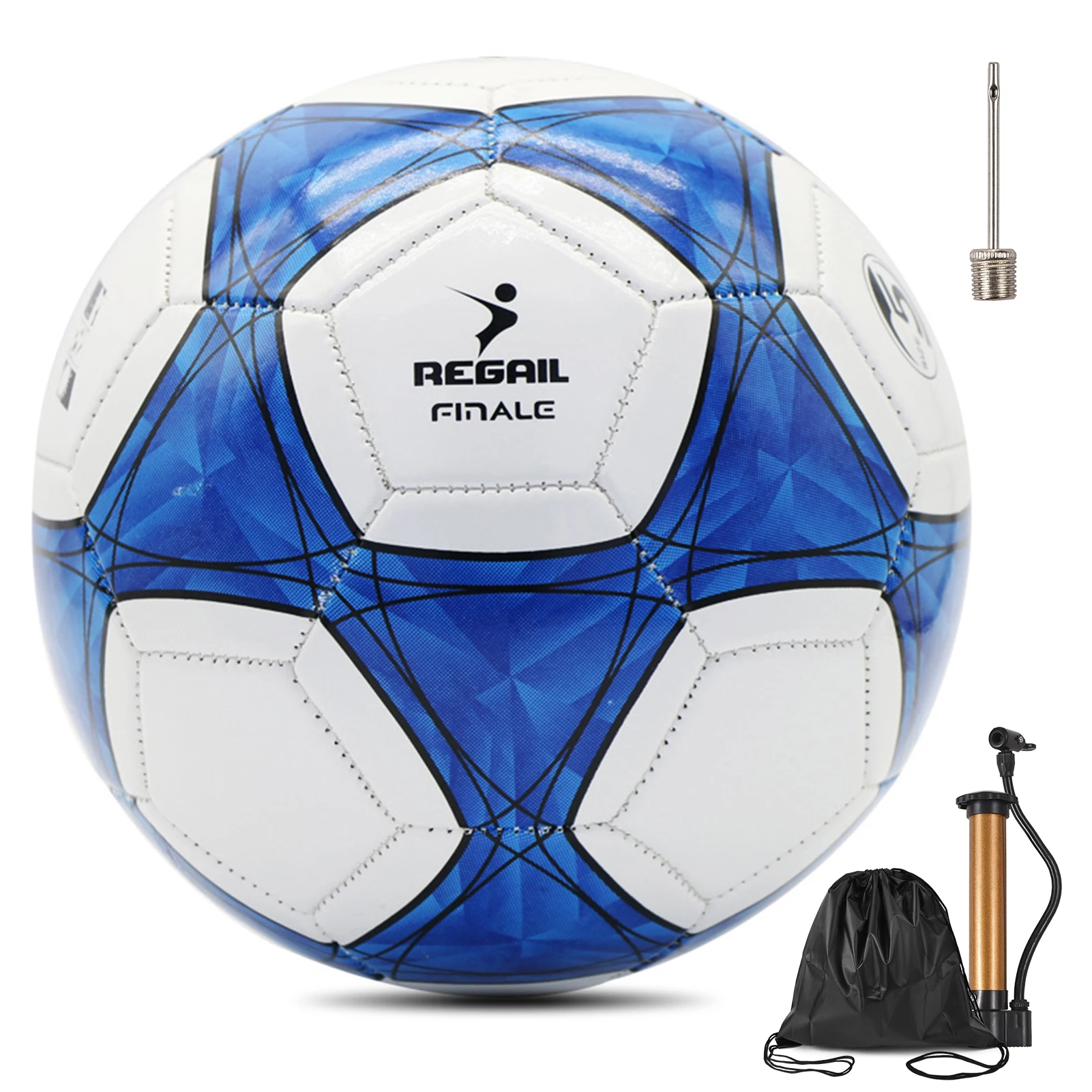 

Size 5 Soccer Ball for Youth Machine Stitched Football with Pump Needle and Storage Bag for Sports Training Match Game