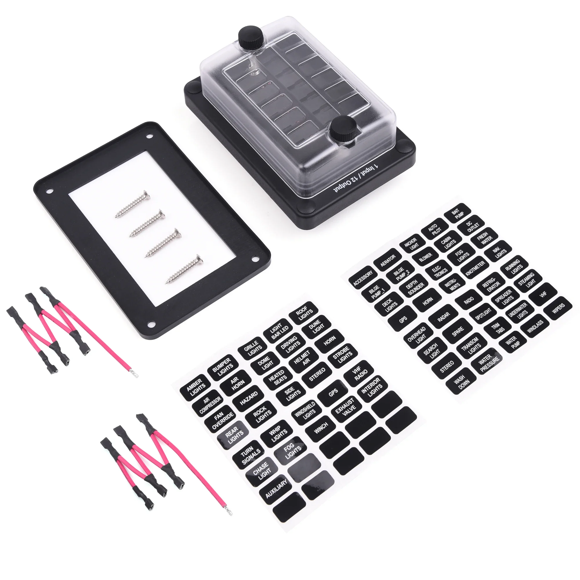 MICTUNING Fuse Box 12 Inputs and 12 Outputs High Quality Ways Fuse Block Holder Waterproof Car Accessories For Car Truck Boat