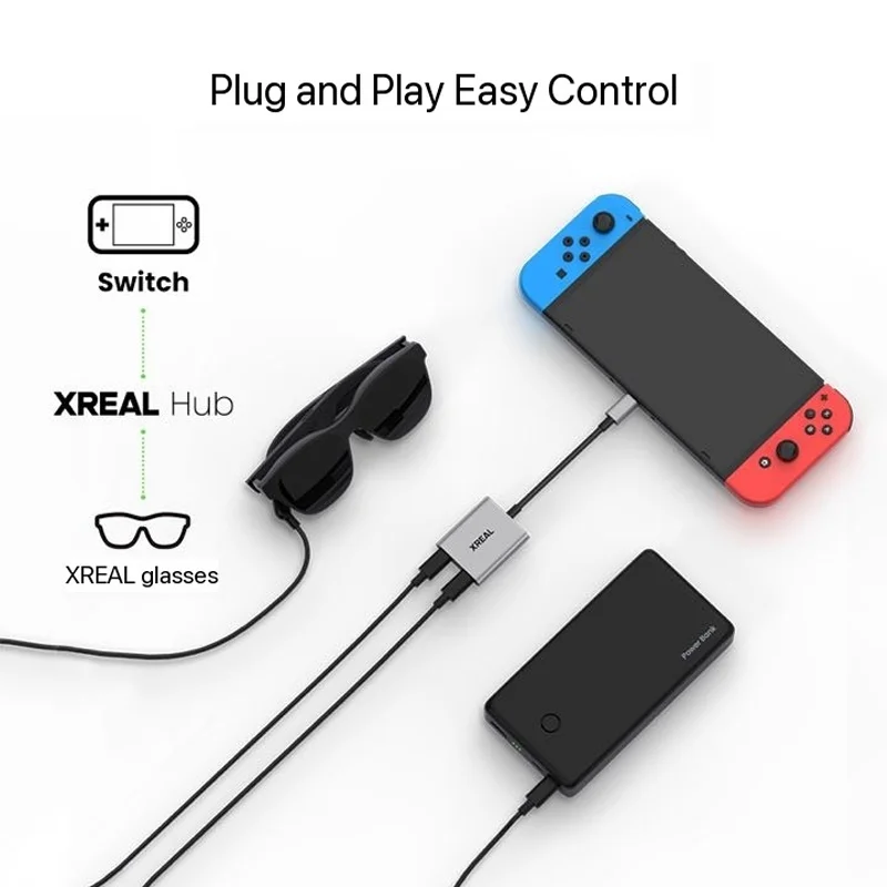 XREAL Hub for Xreal AR Glasses Charging and Using Adapter For Switch Handheld Direct Connection 120Hz High PD Fast Charging 3d projector glasses