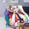 M-Madonnas Blanket Pop Art Singer Camping Flannel Throw Blanket Warm Soft Couch Chair Custom Bedspread Gift Idea 4