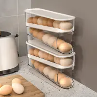 Support à œufs pour réfrigérateur, distributeur automatique d'œufs à roulement continu, distributeur d'œufs en plastique transparent, organisateur d'œufs empilable avec plateau intérieur à libération rapide pour l'organisation et le rangement 6